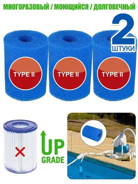 Фильтр для бассейна, многоразовый,TYPE 2,2 штук