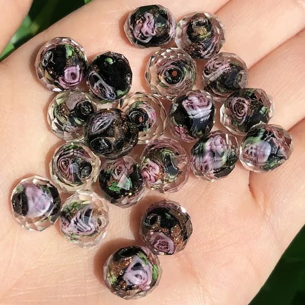 Черный Мурано Стеклянные Бисеры 10mm около 10 шт