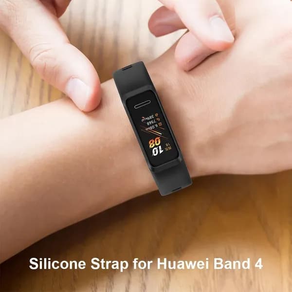 Силиконовый ремешок для фитнес-браслета Huawei Band 4 и Honor Band 5i, чёрный