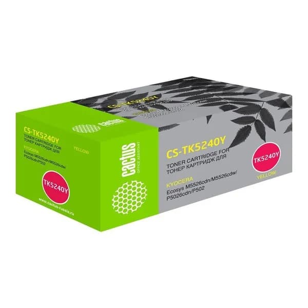 Картридж лазерный Cactus CS-TK5240Y yellow ((3000стр.) для Kyocera Ecosys M5526cdn/M5526cdw/P5026cdn/) (CS-TK5240Y)