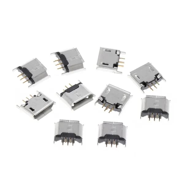 (10 шт.) Гнезда Micro USB 5P (вертикальные, 180 ) с завальцовкой