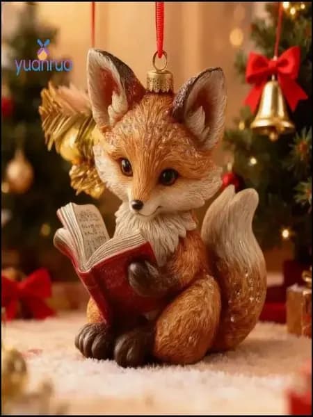 Эксклюзивный книжный декор, созданный енотом от Reading Foxs, используется для рождественских украшений.