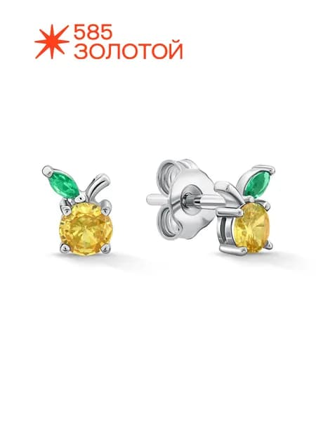 Серебряные серьги пусеты с фианитами 925 пробы