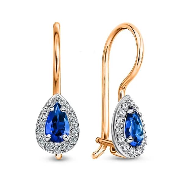 Серьги детские с фианитами из красного золота 585 пробы 585GOLD