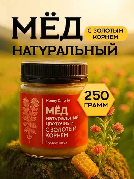 Мёд с Золотым корнем 250 гр в подарок Легенда Алтая