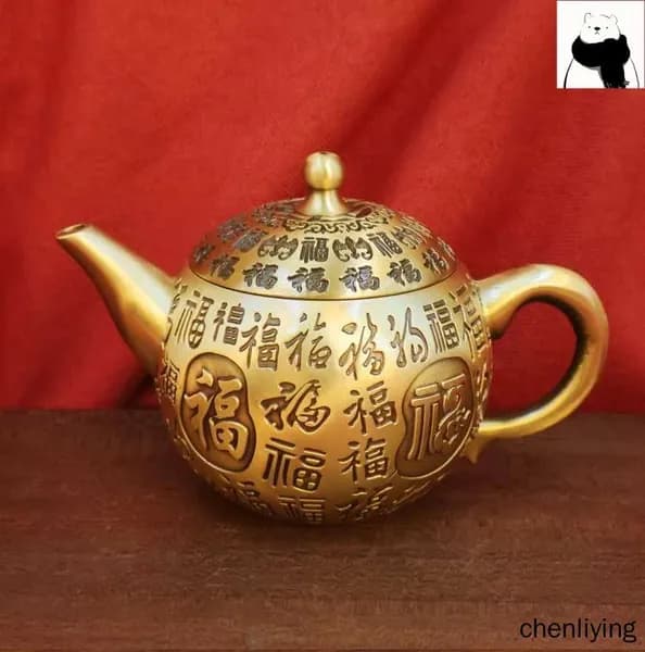 Чайник винтажный , Коллекционный чайник , бронзовый