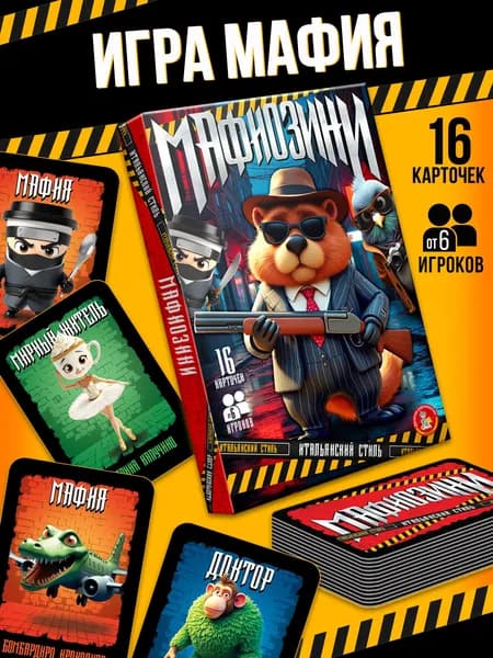 Настольная игра для детей мафия Итальянские мемы Брейнрот "Мафиозини" Десятое королевство