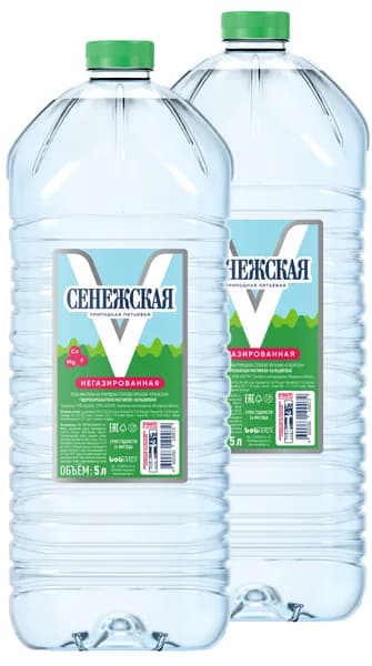 Вода минеральная Сенежская негазированная, ПЭТ 5 л (2 штук)