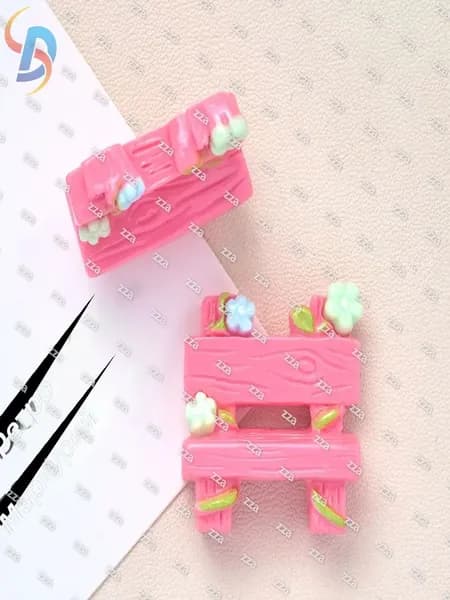 Мини-стульчик декоративный из смолы для DIY-украшений, 1 шт., темно-розовый с голубыми цветами