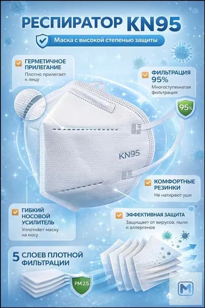 Респиратор профессиональный, FFP2, размер 8 (M), 10 шт.