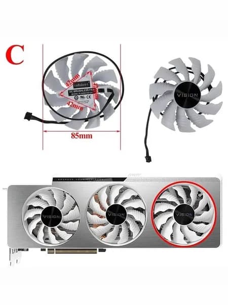Вентилятор 87 мм ПРАВЫЙ для видеокарт Gigabyte Vision 3080ti 3080