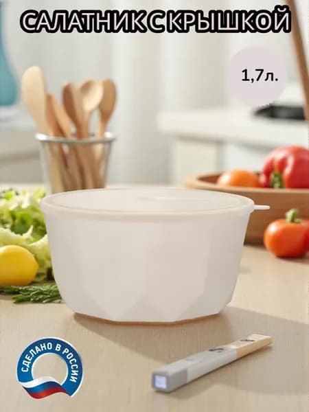 Салатник пластиковый с крышкой 1,7л