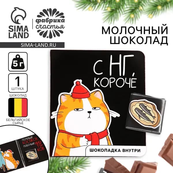 Шоколад мини молочный С НГ, короче , 5 г, 2 шт