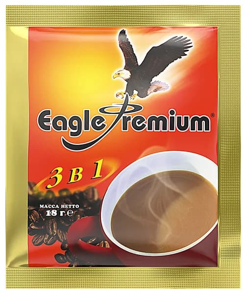 Растворимый кофейный напиток Eagle Premium (Игл Премиум) 3 в 1, 5 пакетиков кофе по 18г.