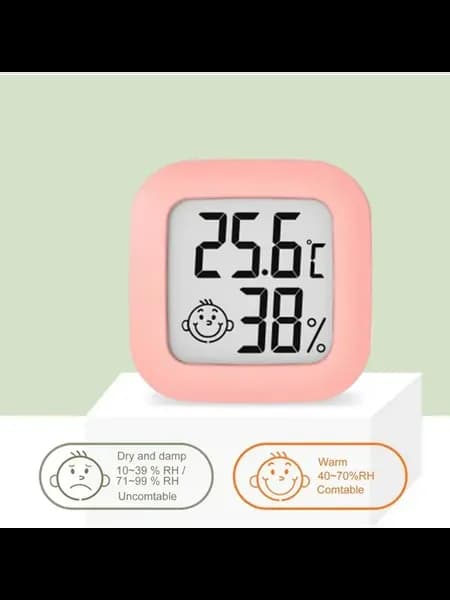 Термогигрометр цифровой ЖК розовый, 25.6°C, 38% RH
