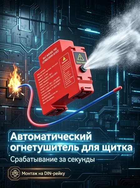 Автономная установка аэрозольного пожаротушения, автоматический огнетушитель для автомобиля, электрощита и ИБП, крепление на DIN-рейку, термоактивирующийся, 10г