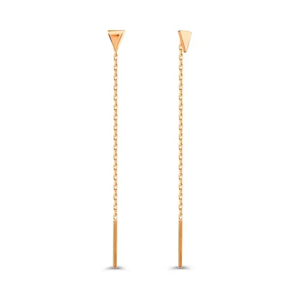 Серьги протяжки женские из красного золота 585 пробы, длинные 585GOLD