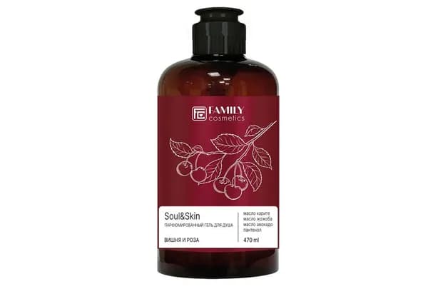 Soul&Skin Парфюмированный гель для душа 470мл Вишня и Роза