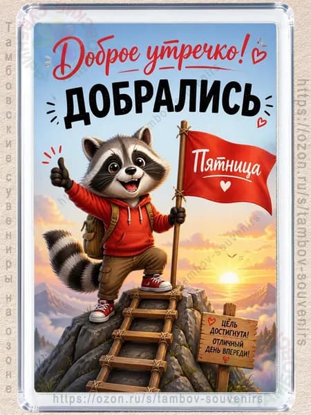 Магнит на холодильник "Добрались, пятница"