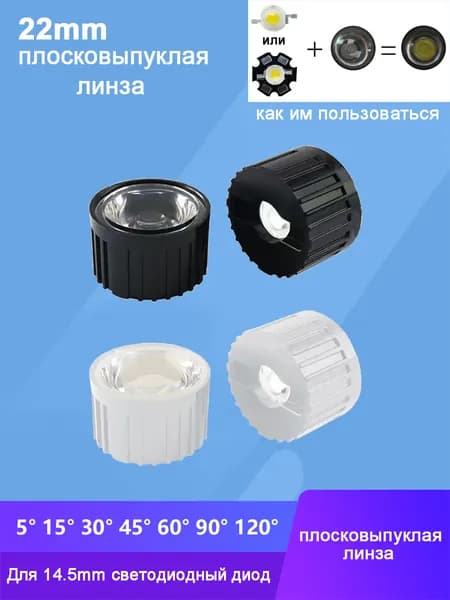 плосковыпуклая светодиодная линза, 22 мм, 10 шт