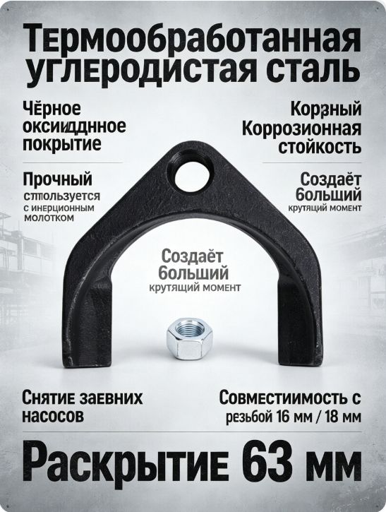 Съемник ШРУС (CV joint puller), 63 мм, из углеродистой стали, для молотка с резьбой 5/8" x 18