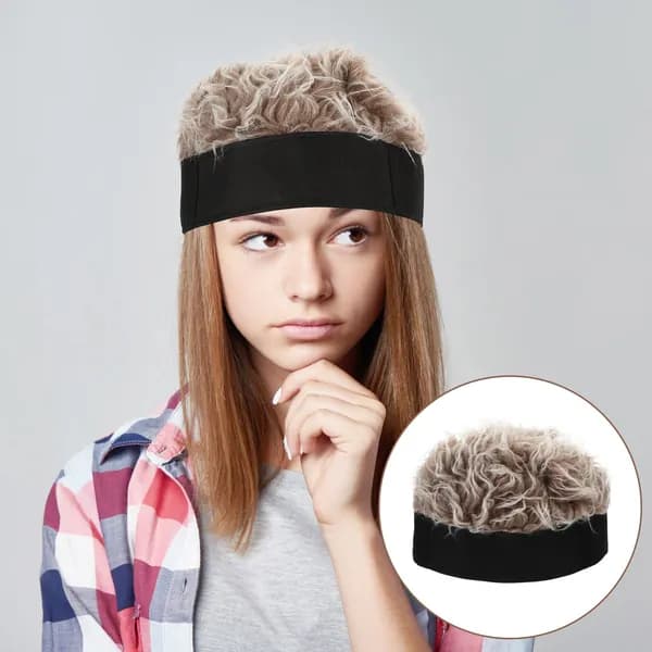 Мужская парик-шапка кофе цвета с короткими волосами для стильных образов и мероприятий