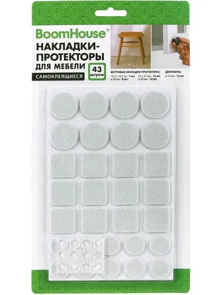 Накладки на ножки стульев самоклеящиеся, протекторы для мебели, наклейки фетровые/EVA набор 43 штуки, белые, Boomhouse