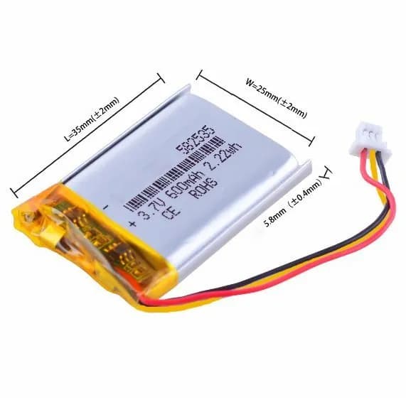 Аккумуляторная батарея 3.7V 600mAh для видеорегистратора, беспроводной мышки, комбо-устройств, навигатора, наушников, колонки. Li-pol, 3-pin, 35*25*5.8mm