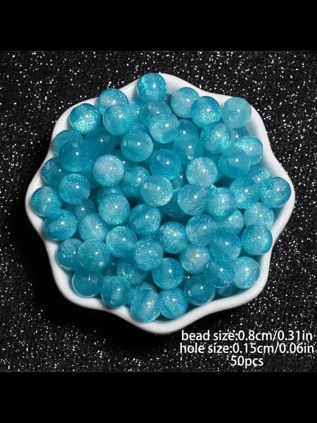 Бусины из смолы, синий lake blue, 50 шт