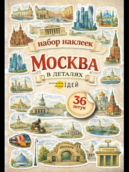 Наклейки для скрапбукинга путешествия Москва, 36 шт