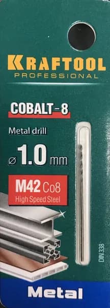 KRAFTOOL COBALT 1.0 х40мм, Сверло по металлу HSS-Co(8%) , сталь М42(S2-10-1-8)