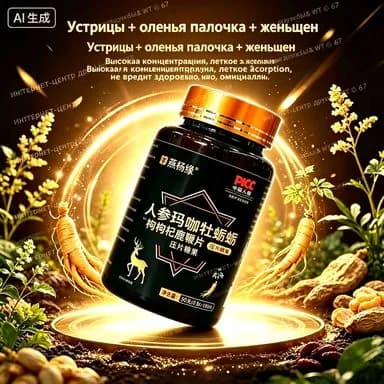 Таблетки Мака + олений пенис + женьшень: повышают потенцию, возвращают мужскую энергию. Увеличивают размер и толщину, усиливают либидо, борются с усталостью. Длительный эффект.
