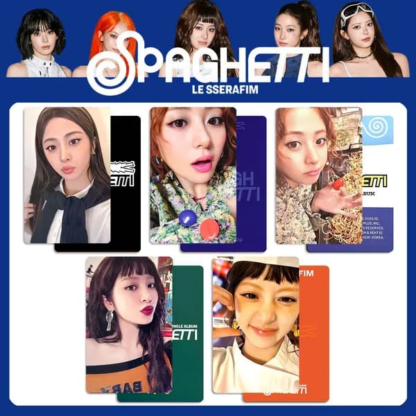 Карточки LE SSERAFIM Spaghetti Фотокарточки Коллекционная карточка 5.4*8.6cm 5 шт