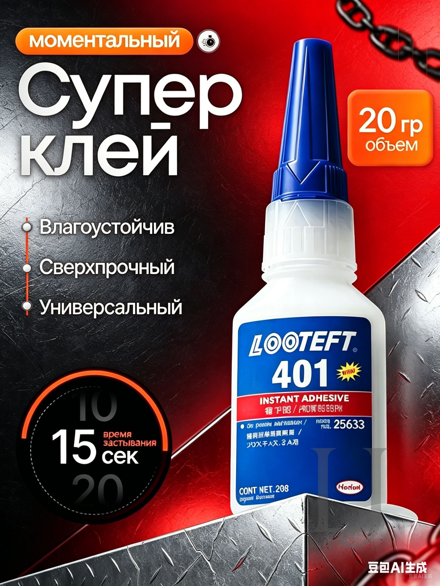 Клей автомобильный Гель, 20 мл, 1 шт.