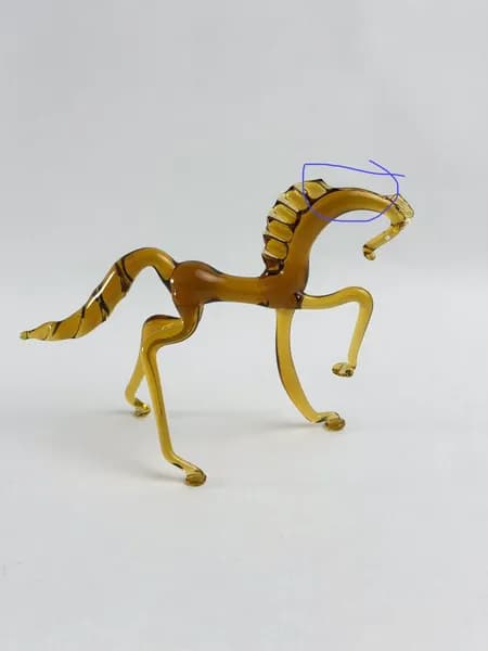 Стеклянная статуэтка, фигурка Лошадка СССР (с дефектом).