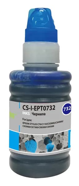 Чернила Cactus CS-I-EPT0732 голубой, флаконов: 1, объём 100мл, для Epson St С79/C110/СХ3900/CX4900/CX5900