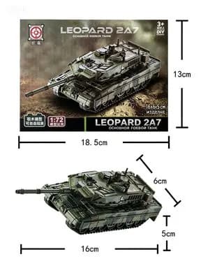 Конструктор танк Leopard 2A7 масштаб 1:72, военная модель танка для сборки, детский развивающий набор для мальчиков