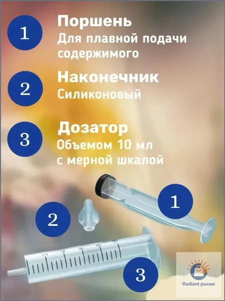 Дозатор шприц детский 2 шт. для приема лекарств и первого прикорма прозрачный