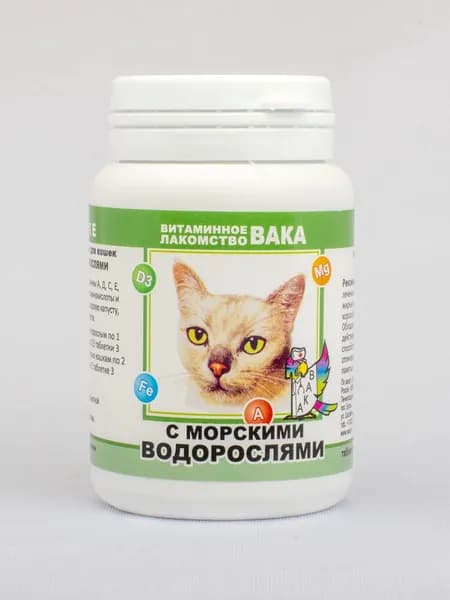 ВАКА витамины для кошек Морские водоросли 80 таблеток