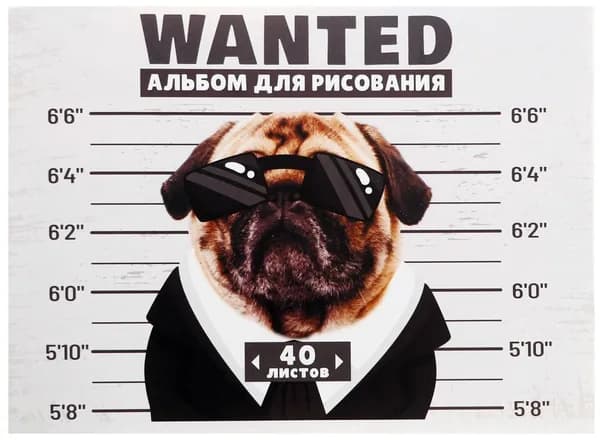 Альбом детский для рисования "Гангста" на скрепке, формат А4, 40 листов, обложка мелованный картон, внутренний блок офсет, плотность 100 г/м 2
