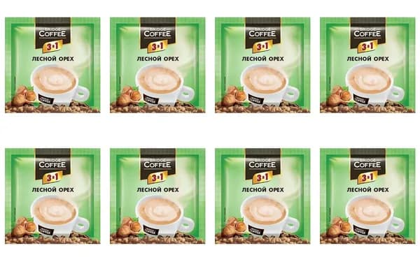 Bridge Coffee Кофейный напиток Лесной орех, 3 в 1, растворимый, 20 г, 8 шт /