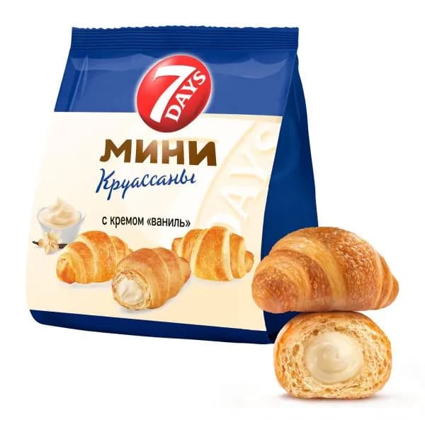 Мини-круассаны со вкусом ваниль 7 Days 123г