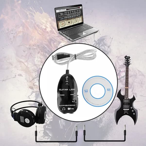 USB-звуковой интерфейс для гитары с эффектами, чёрный