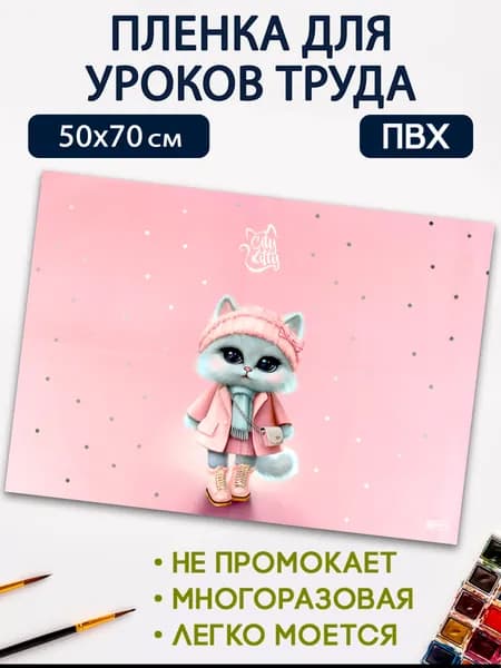 Плёнка цветная для уроков труда из ПВХ 50х70 см, 130 мкм