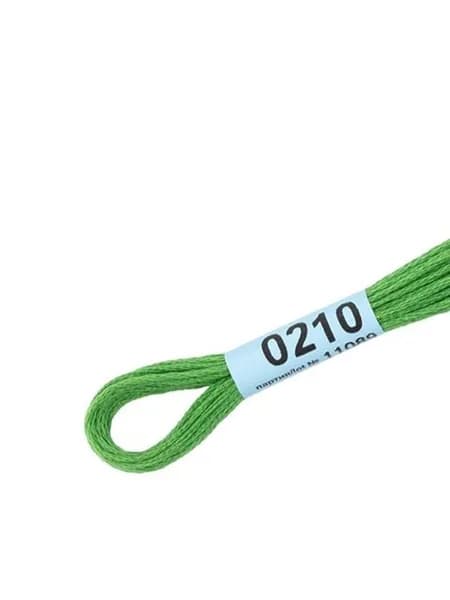 Мулине 100% хлопок, 4 шт - цвет 0210 травяной