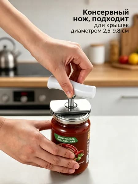 Открывалка 8.5 см abs пластик 1 шт белый, серый металлик