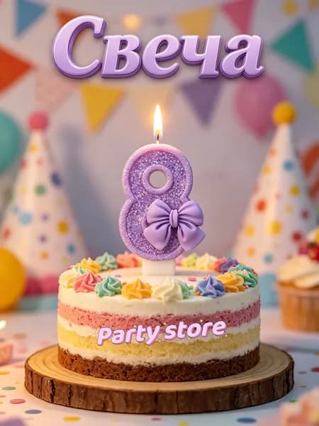 Свечи для торта цифра 8, 7 см, 1 шт