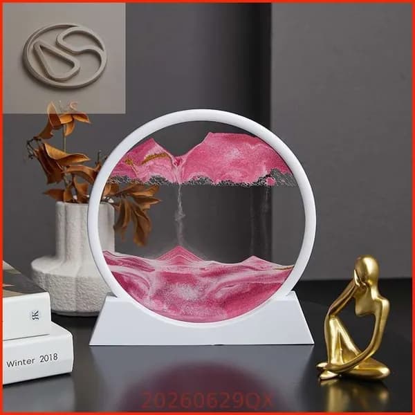 3D-картина с кинетическим песком в рамке, белая рамка, розовый песок, 18 см