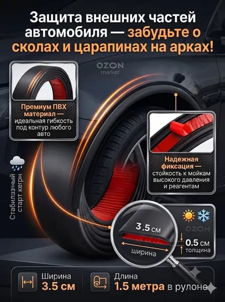 Защита внешних частей автомобиля на кузов, 1 шт.