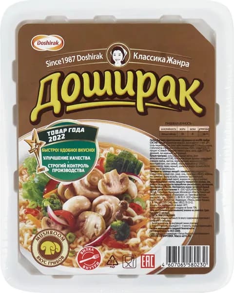 Лапша быстрого приготовления ДОШИРАК со вкусом грибов, 90г